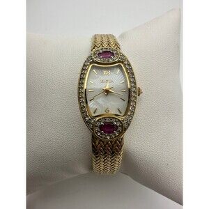 Vintage Elgin genuine ruby mother of pearl rhinestone watch